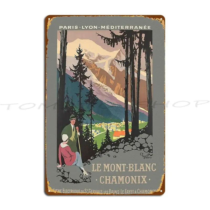 Mont Blanc Chamonix France Vintage Travel Metal Plaque Club Kitchen Wall Decor Club Designing Tin Sign Poster