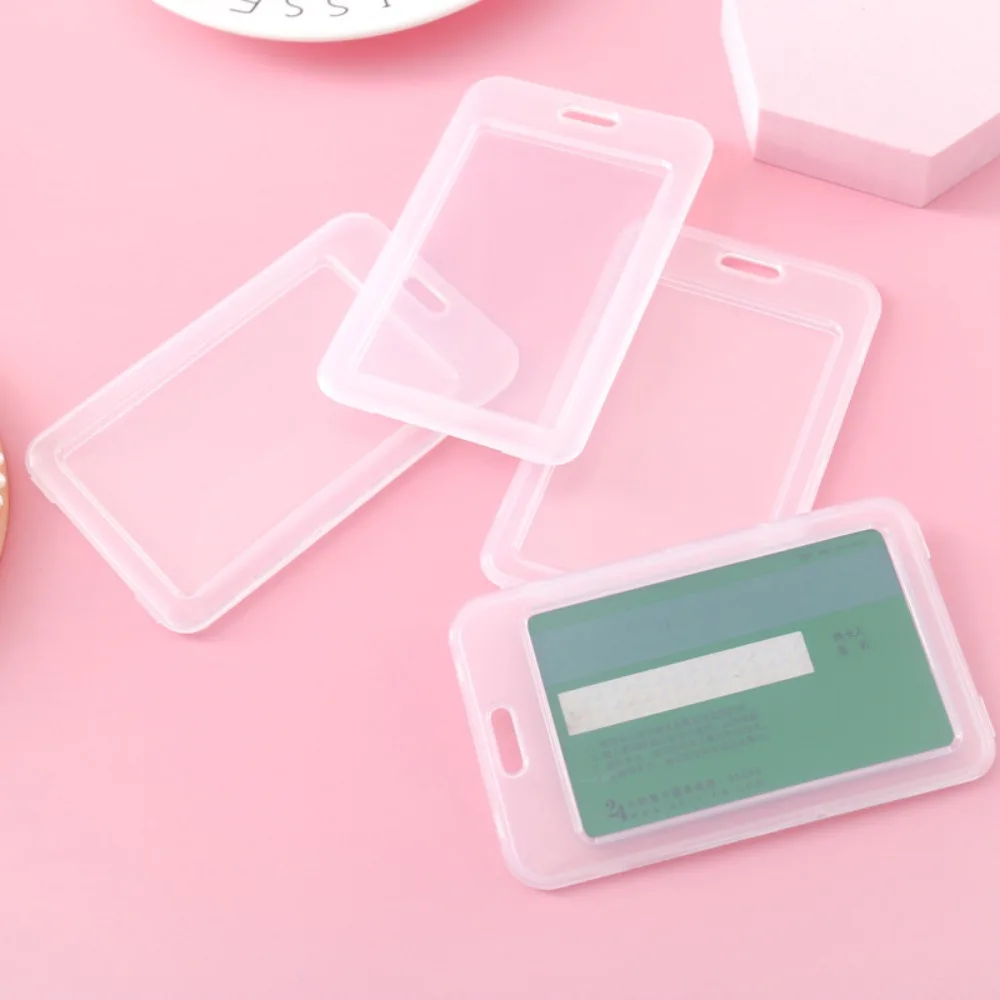ABS Vertical Transparent Card Holder Mini Transparent ID Tag Badge Holder Rectangle Accessories Pass Work Card Cover Case