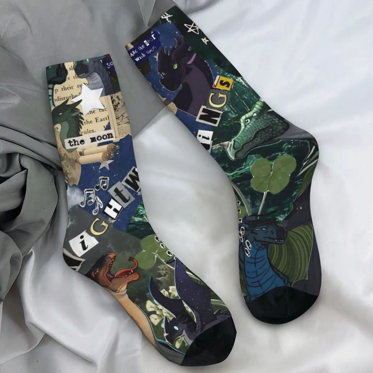 Носки Wings Of Fire Tsunami Glory And Sunny Dragon, забавные чулки унисекс, средние мягкие носки для скейтборда, осенние нескользящие носки