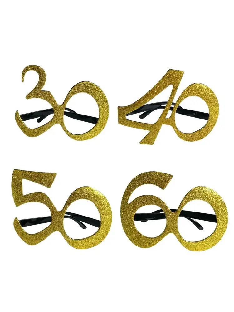 1 Stück Gold 30 40 50 60 Party-Brille für Frauen Erwachsene Geburtstagsfeier Dekoration 30. Jahrestag Foto-Requisiten – Detail 5