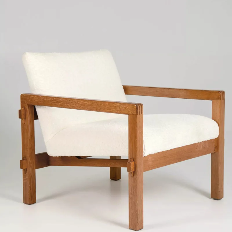 

Nordic single sofa chair, home luxury light antique designer, modern solid wood leisure chair cafe bedroom home furniture