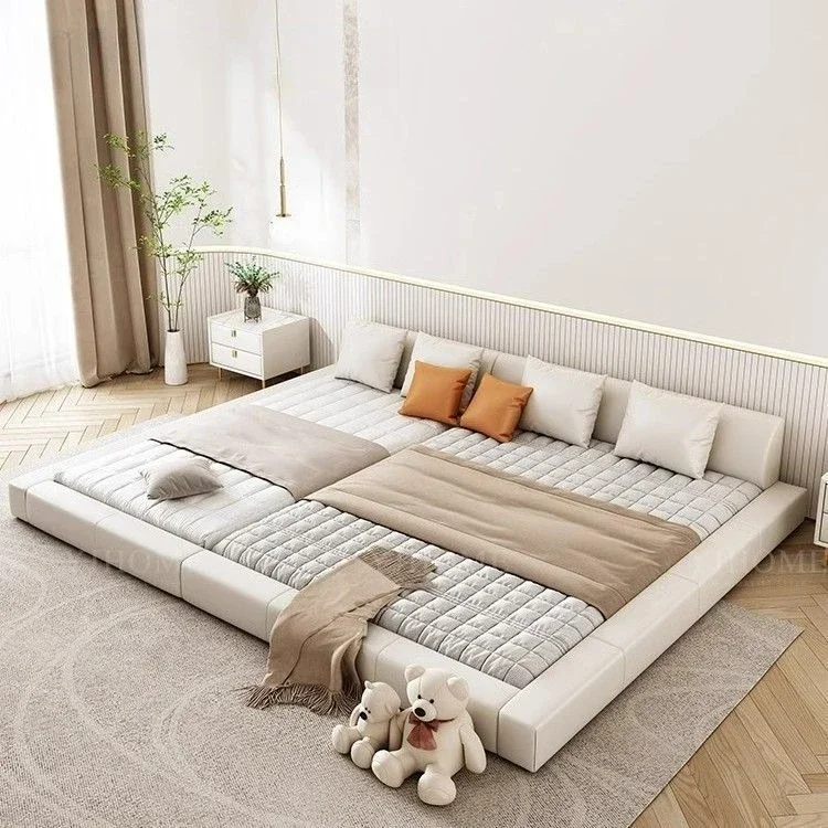 Tatami bed, two-child family, parent-child, master bedroom, splicing, simple, modern