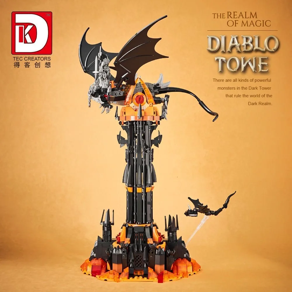 

Конструктор DeKe 997 деталей: Темная Башня (MOC) с Черным Драконом, Готический Замок, Архитектурная Модель, Строительные Блоки DIY для Детей, Рождественский Подарок