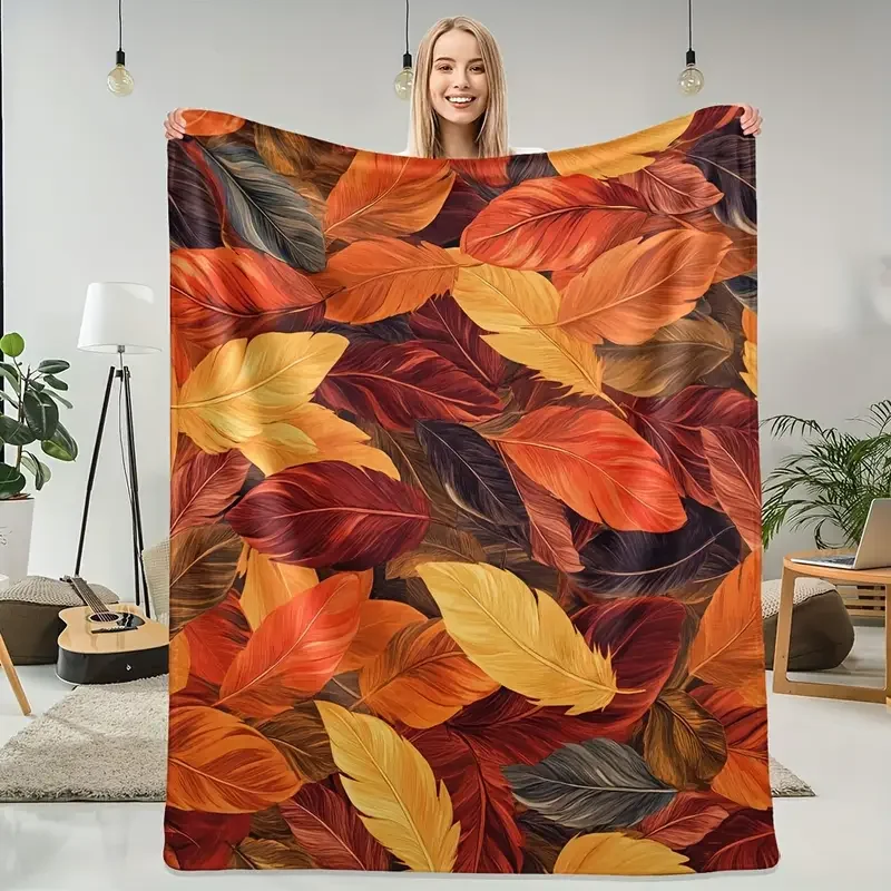 

1 осеннее фланелевое одеяло, уютное и теплое, разноцветное, идеально подходит для дивана, кровати, путешествий, кемпинга и офисного декора