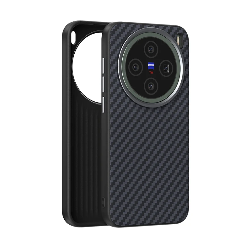 For Vivo X200 Pro Mini Case Magsafe Slim Rigid Metal Lens Magnetic Wireless Charger Carbon Fiber Phone Case Cover Shell Grip