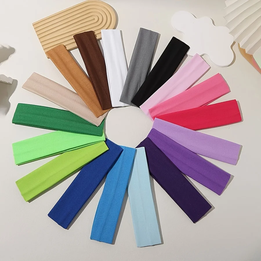 10 Stück Damen-Stirnbänder aus elastischem Material, rutschfest, schweißabsorbierend, geeignet für Yoga, Laufen und Sport. – Detail 3