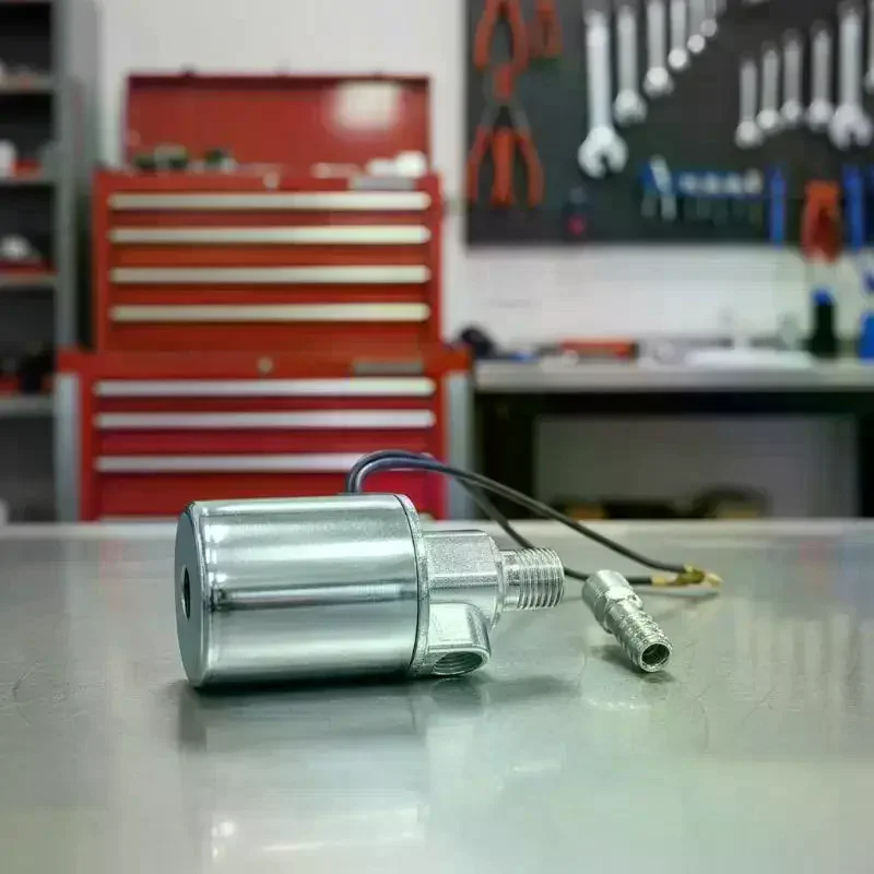 1/4 Chrome Air Solenoid Valve Durable For 12 Volt Or 24 Volt DC For Trucks With 1/4 Hose Barb And Metal Construction