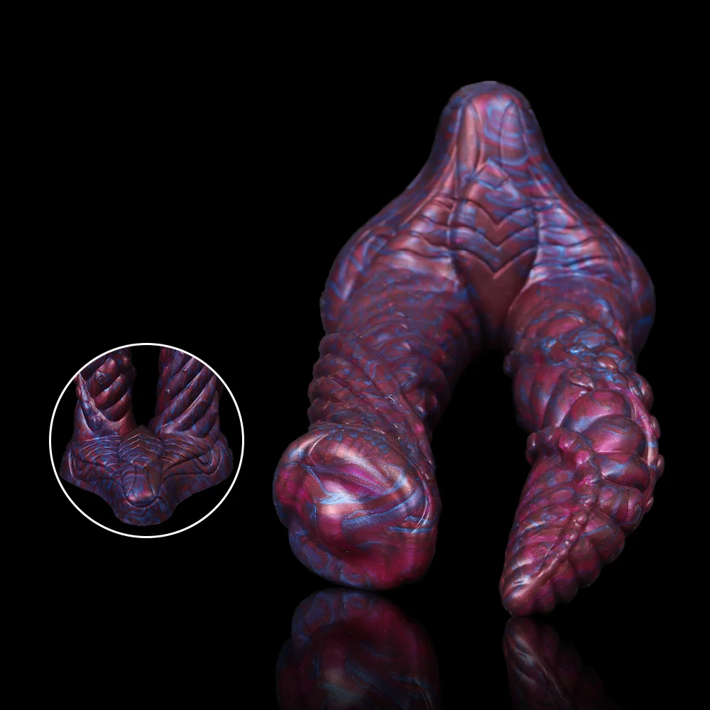 FAAK Large Double Dildo Fantasy Animal Penis Silicone Multi Color Huge Anal Plug Sex Toys For Lesbian Female Masturbator