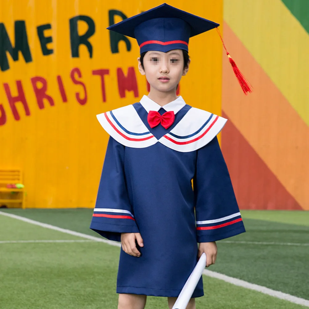 Set di costumi Phd per bambini, abito da laurea e berretto, uniformi scolastiche da dottore, design elegante per la cerimonia di laurea dei bambini, riutilizzabili