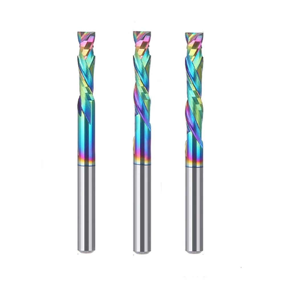 

1pc Double Flute Spiral Router Bits 1/8 Shank Solid Carbide CNC End Mill For Wood Plywood MDF Composites Carving Milling Cutter