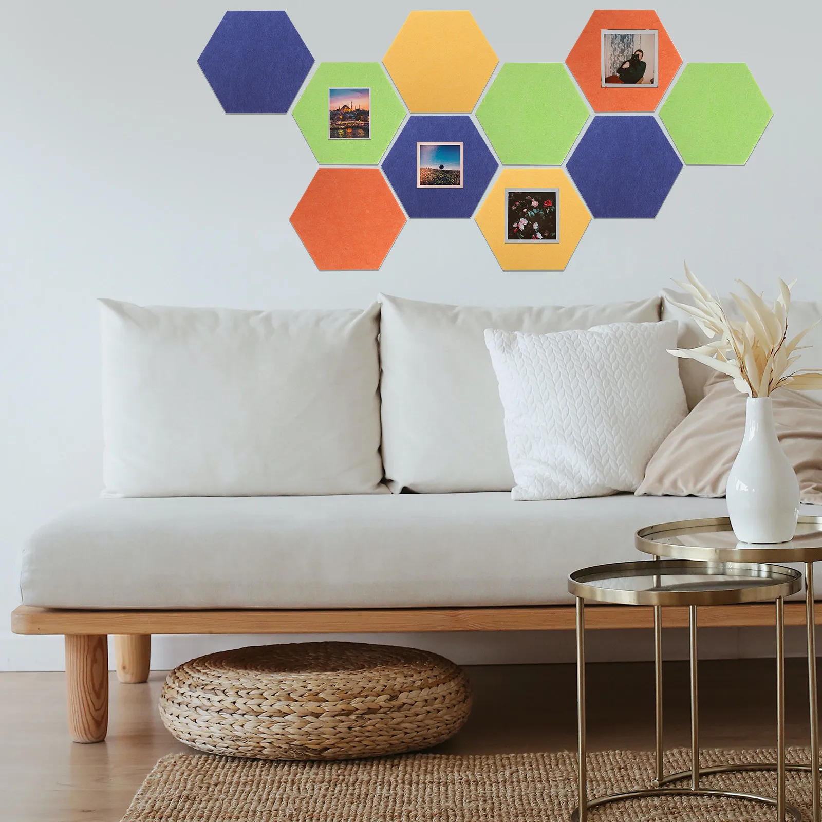 

4Pcs Hexagon Felt Pin Board Bulletin Wall Sticker Photo Display Memo Notice Home Message Display Panel Felt Message Board