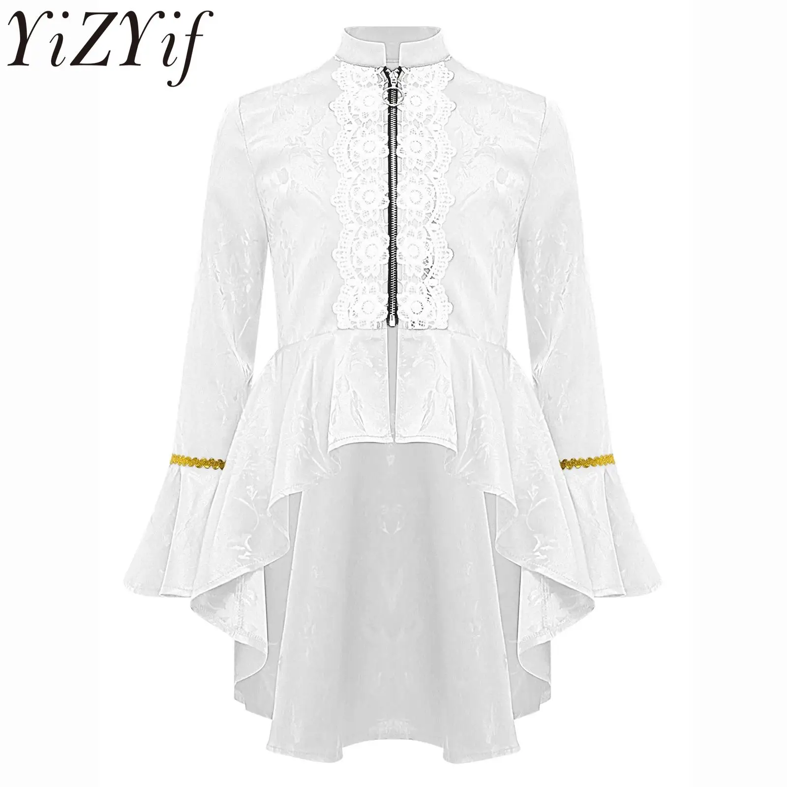 

Kids Medieval Renaissance Costume Halloween Cosplay Tailcoat Victorian Long Sleeve Lace Jacket Pirate Gothic Carnival Dress Up