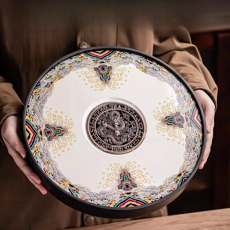 

Круглый чайный поднос в китайском стиле для дома: с дренажем и отсеком для хранения воды, подставка для чайника, маленький чайный столик для офиса и дома