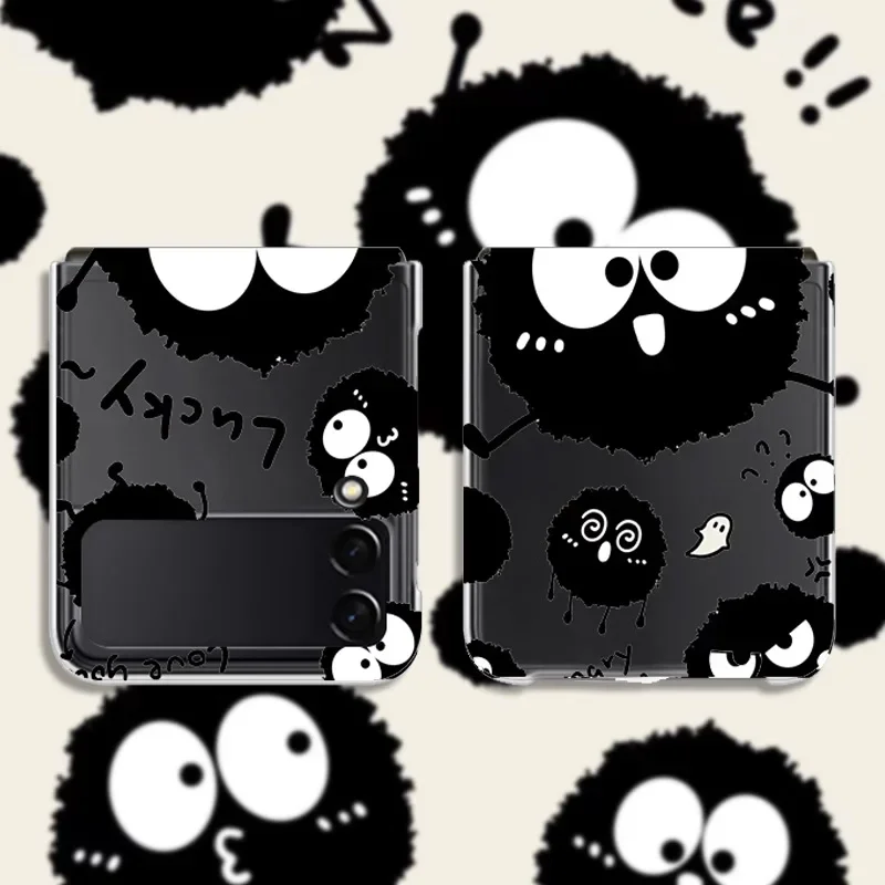 مضحك الكرتون الفحم الكرة حالة شفافة ، الغطاء الصلب لسامسونج غالاكسي Z الوجه 5 ، ZFlip 6 ، واضحة