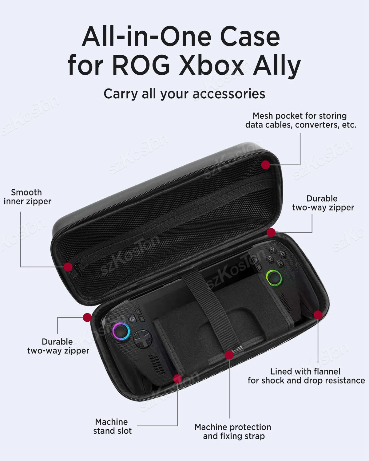 حقيبة تخزين محمولة من البولي يوريثان لوحدات تحكم الألعاب ASUS ROG Xbox Ally X حقيبة حمل صلبة من مادة EVA ملحقات السفر المقاومة للصدمات والغبار