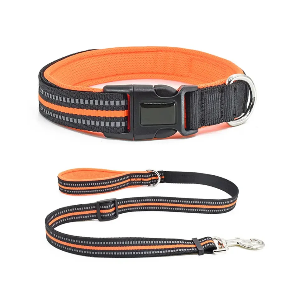 

Strong Durable D Ring Reflective Neoprene Wide Dog Collar And Leash Set