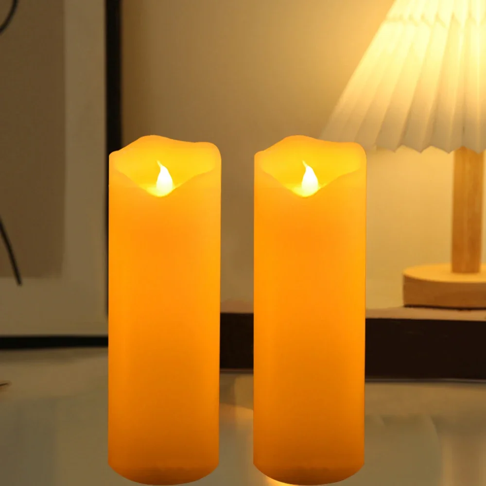 2pcs LED Candle Light, Flameless Candles Light Uneven Edge Paraffin Wax Candle Light Battery Operated LED Candle Night Light