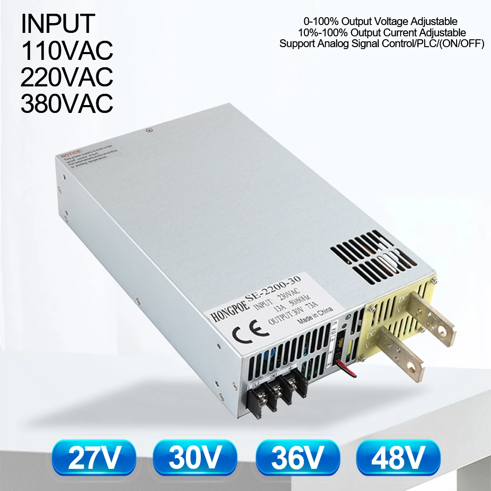 

110VAC 220VAC 380VAC to DC 0-27V 30V 36V 48V Power Supply 1500W-8000W 0-5V Analog Signal Control Output Voltage/Current Adjustab