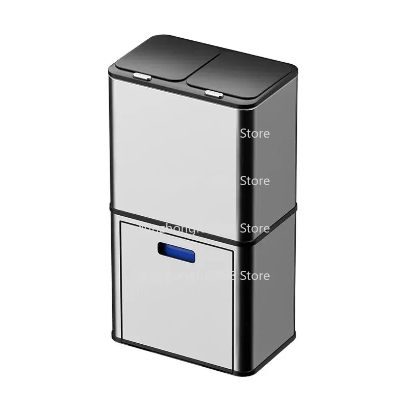 Dual Sensor Stainless Steel Trash Bin Two Layer Kitchen Waste Sorting Cabinet with Separate Bins for Home