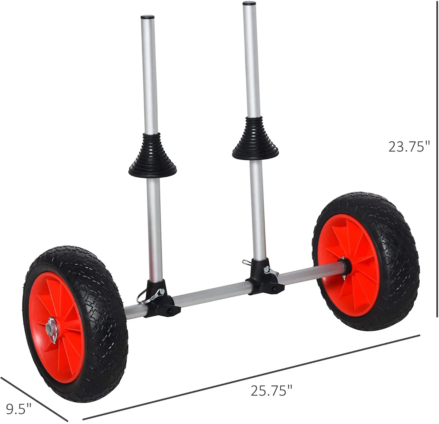 Kayak trailer, upright plug-in kayak cart with sewer hole