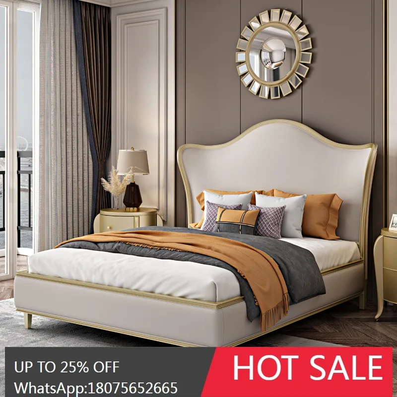 

SGF American Style Light Luxury Solid Wood Bed Yuanbao Wedding Bed High-End Feel