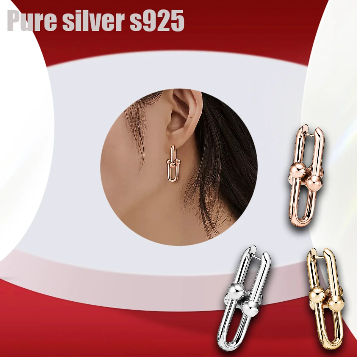 

Pure silver s925 earrings Fashionable, high-end, luxurious, versatile, precious jewelry, holiday gifts