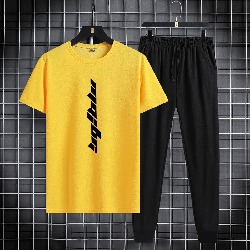 Trendy and fashionable sports suit summer quick drying thin breathable short sleeved T-shirt shorts two-piece set 2024 new item