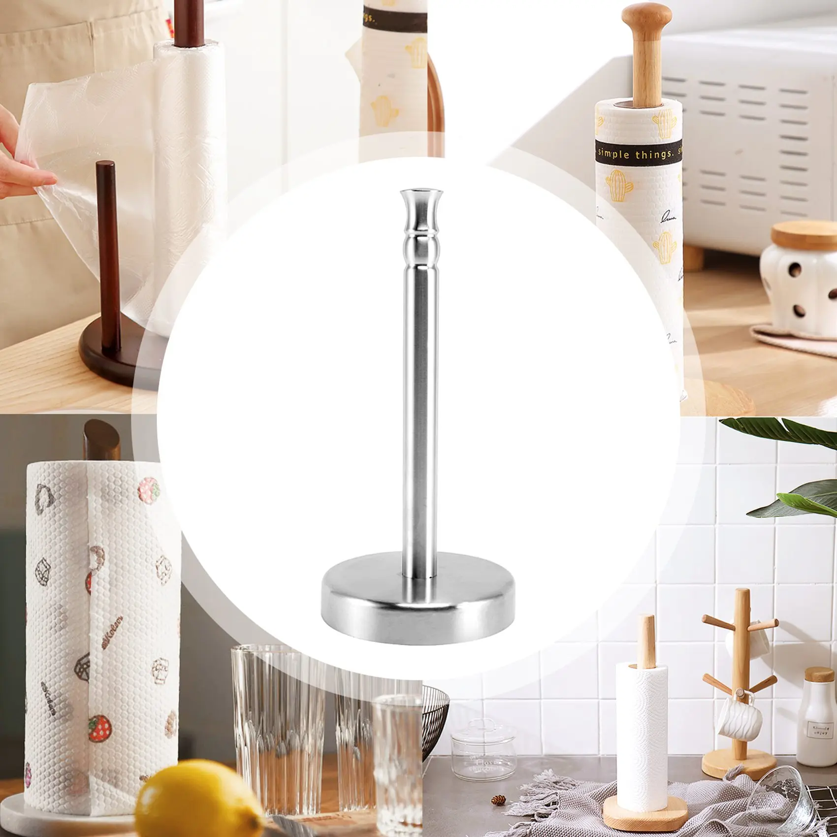 

AB46-вертикальная подставка для бумажных полотенец из нержавеющей стали для домашней кухонной столешницы