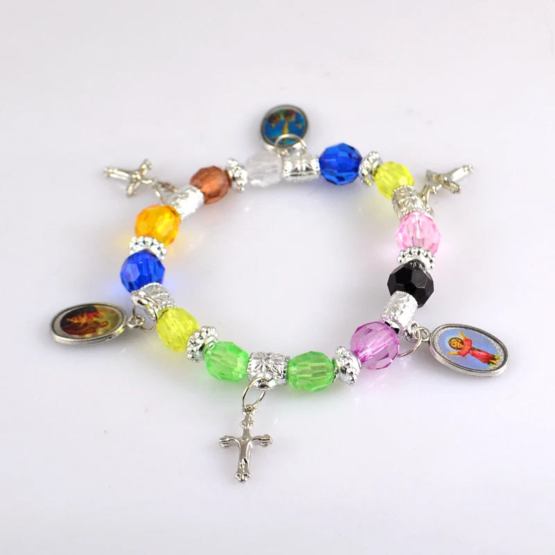 Multicolor Cross Charm Bracelet Elastic wristband Fashion Catholic Orthodox Religious Jewelry