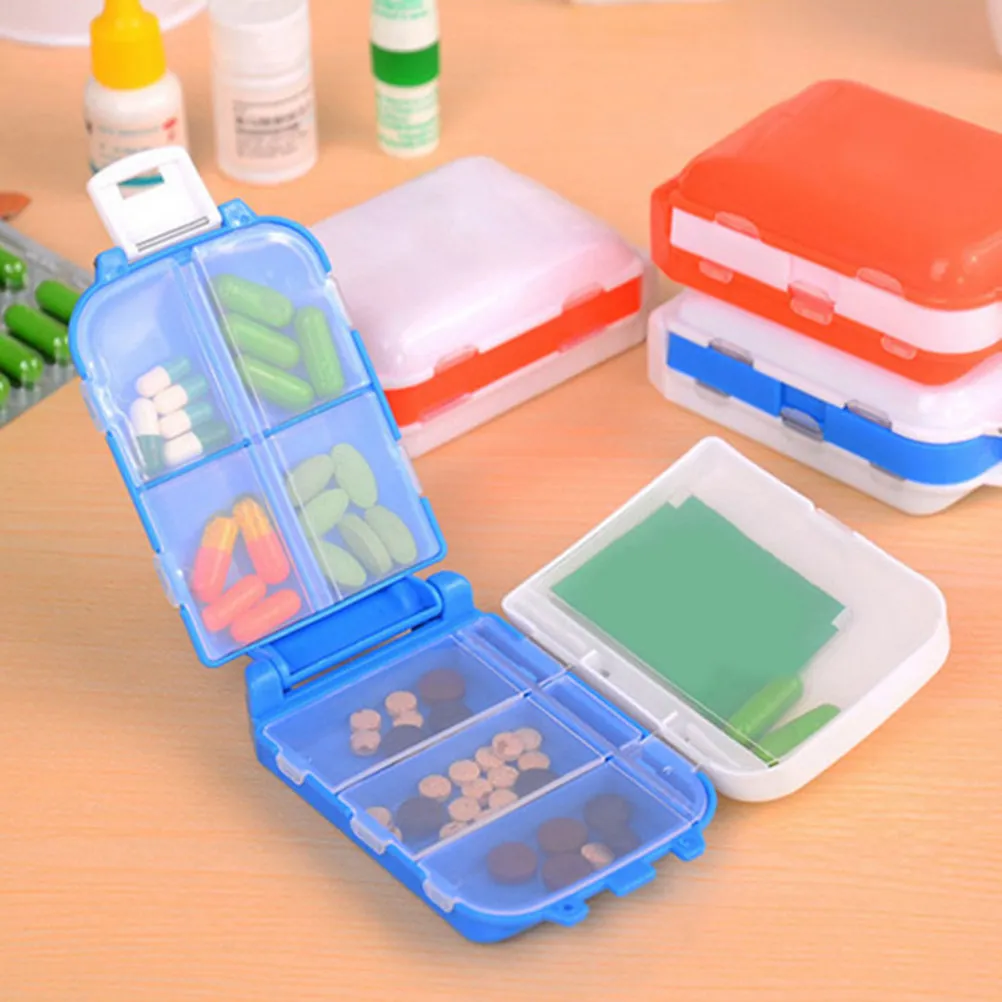 8 Compartment Portable Pill Box Plastic Medicine Storage Container Health Organizer for Seniors Patients Travel Use