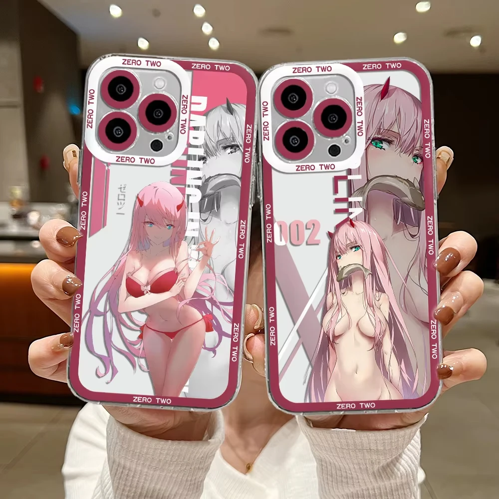 حافظة هاتف Zero Two Darling in the FranXX Anime لهاتف iPhone 16 e 15 14 13 12 11 Pro Max Plus X XS XR SE 2020 2022 Funda Coque