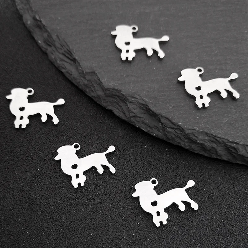 Stainless Steel Poodle Dog Charms Pendant For DIY Jewelry Making Finding Accessories Bracelet Earrings Handmade Necklace 1932-3