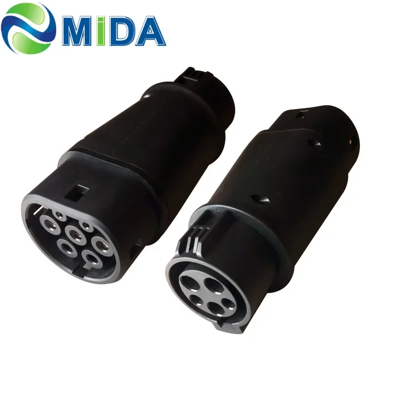 EV Adapter 32Amp SAE J1772 Plug Type 1 to Type 2 EV Male Socket EVSE Electric Vehicles Car Charger