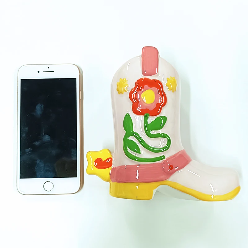 Vasi di fiori con fiori Vaso in ceramica Decorazione Casa Soggiorno Tavolo Desktop Ufficio Camera da letto Faccia felice Stivali da cartone animato Vasi