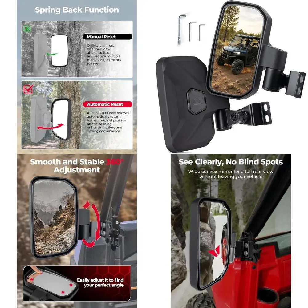 

Зеркала бокового вида UTV, совместимые с Polaris Ranger 570 500 900 XP 2014-2025, функциональная пружинная задняя часть, подходят для профессиональной трубки, интеллект