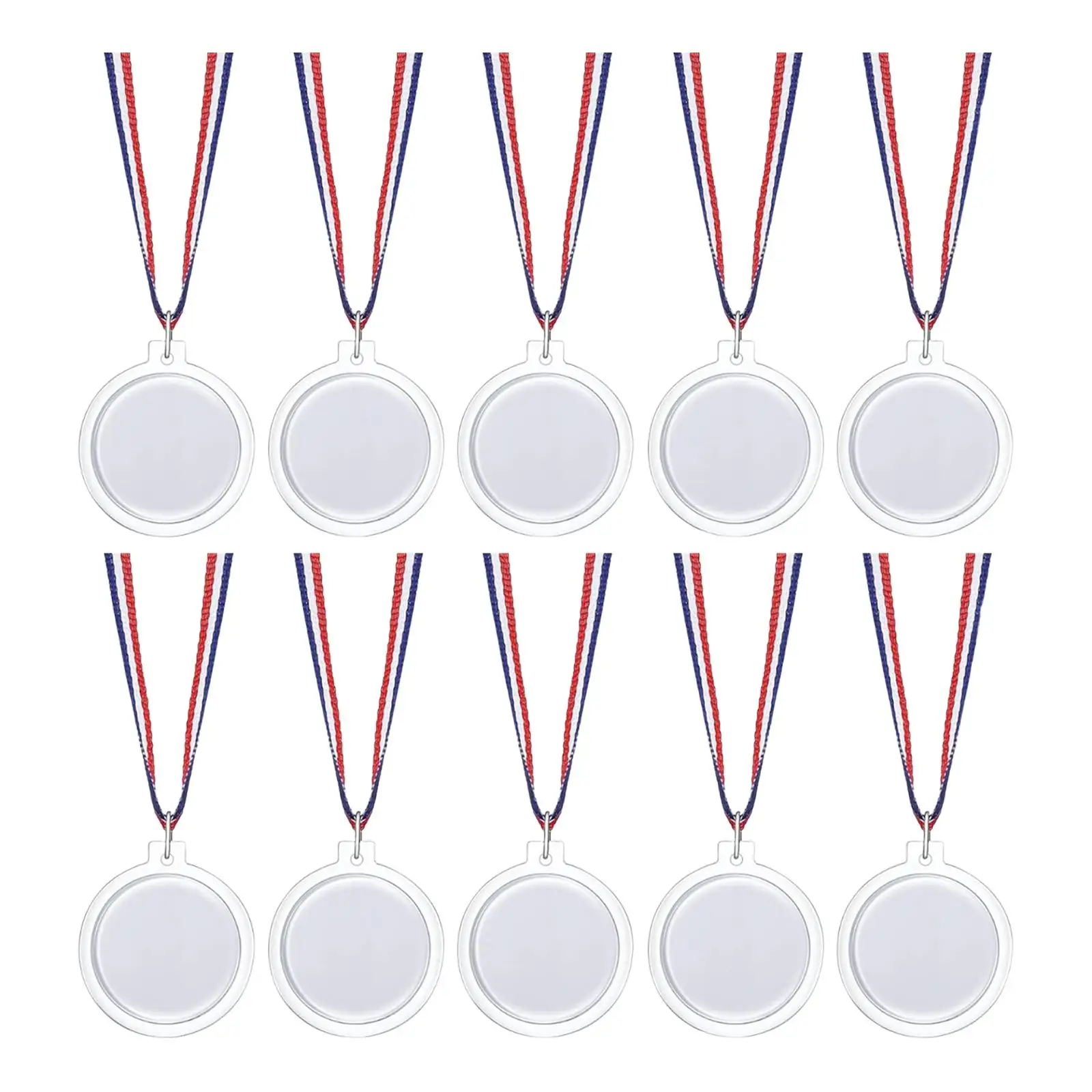 10 Pack Create Your Own Award Medals Blank Medals with Neck Ribbons for Events