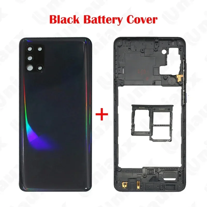 For Samsung Galaxy A31 A315F A315G A315N A315 Full Housing Middle Frame A31 Battery Back Cover Rear Door With Adhesive Replace