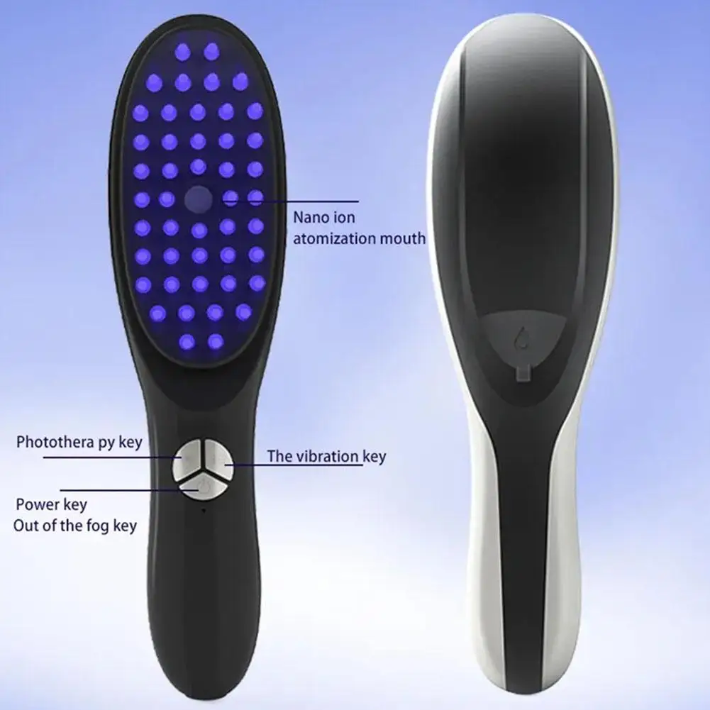 Electric Massage Comb Blue Red Light Therapy Vibration Ion Hair Brush Negative Massager Spray Scalp Massage Y3m6