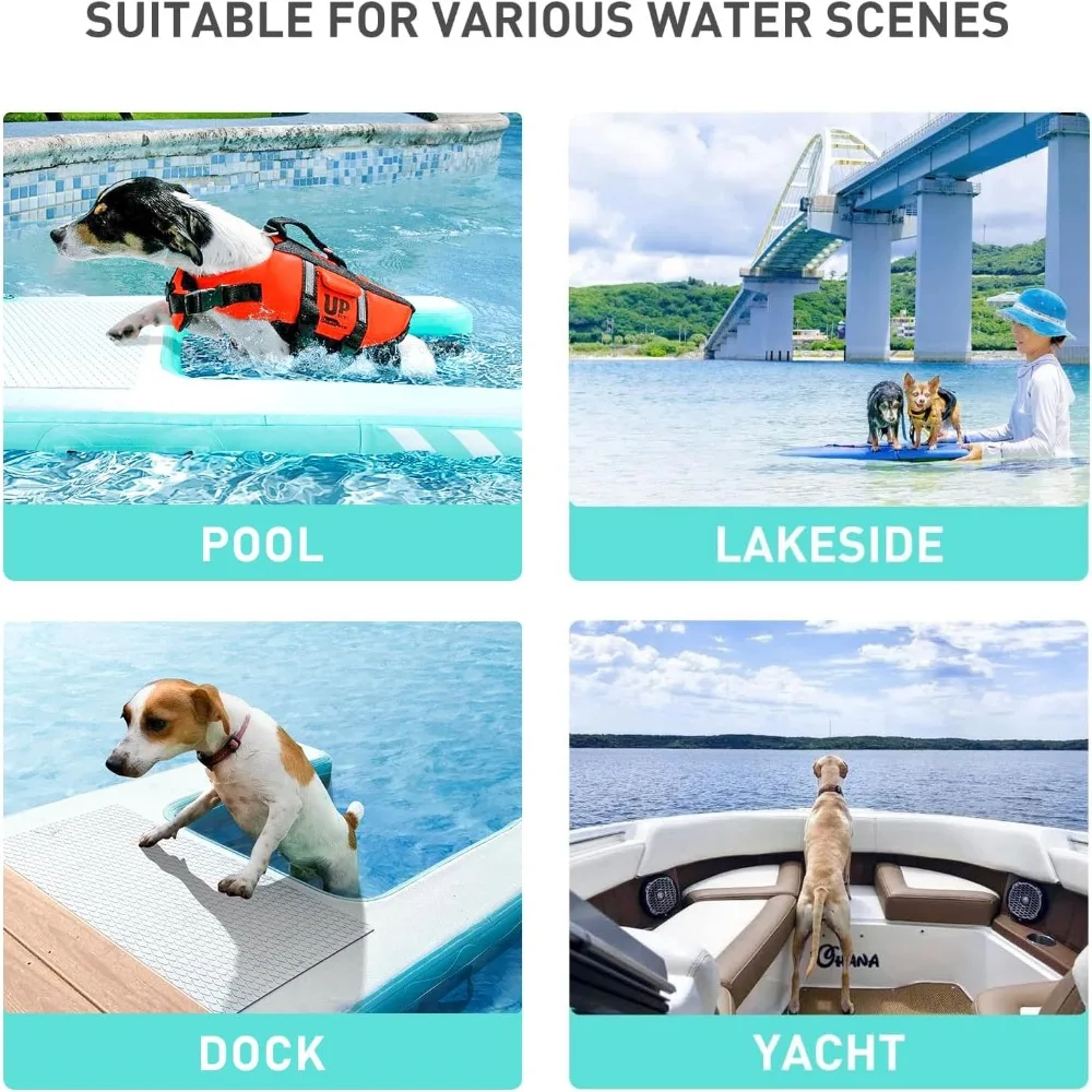 Inflatable Large Dog Water Ramp Float Floating Ramp-Swimming Pets Up to 200 Pounds Large Dogs-Inflatable Stairs for Boats