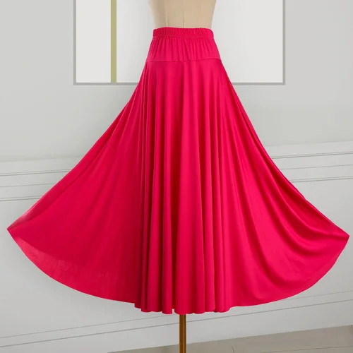 Imagen 2 del producto Falda oscilante moderna para mujer, falda larga con volantes para práctica de baile de salón de vals, falda de baile de salón, vestidos de actuación de Tango