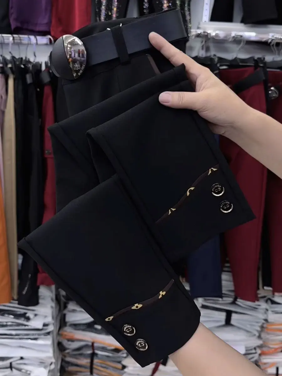 

Bla Loose High Waist Nine Points Small West Pants Women's Faionable Casual Cotton Blend Fabric Commute Sle Polyester Fiber