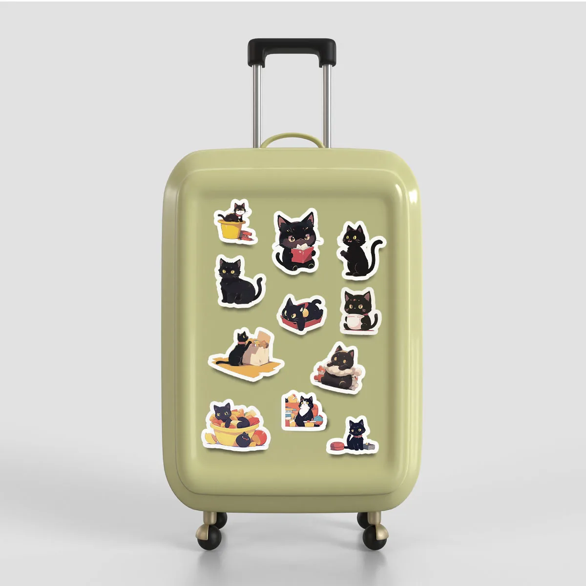 10/30/50PCS Cute Black Cat Cartoon Graffiti Sticker Decorative Water Cup Phone Case Laptop Luggage Refrigerator Decal Kids Toy