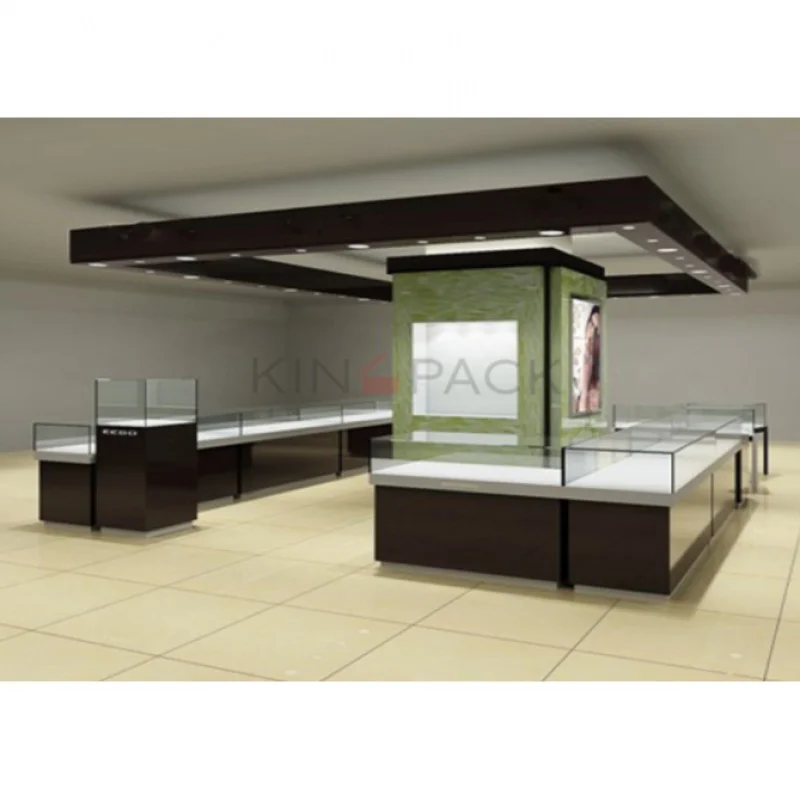 custom.Display showcase of High-end mdf wood portable jewelry display cases used for jewelry