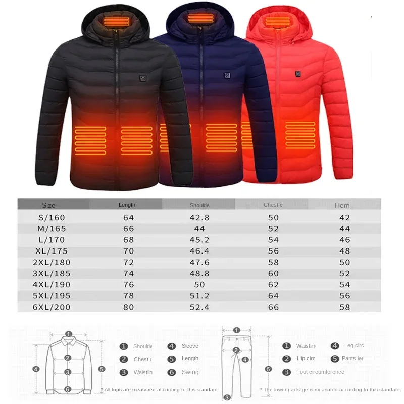 9 zone heated Cycling jacket  Men And Women Usb Electric Heated Hoodie Winter Heating Clothing Warming Hunting Coat Rechargeable