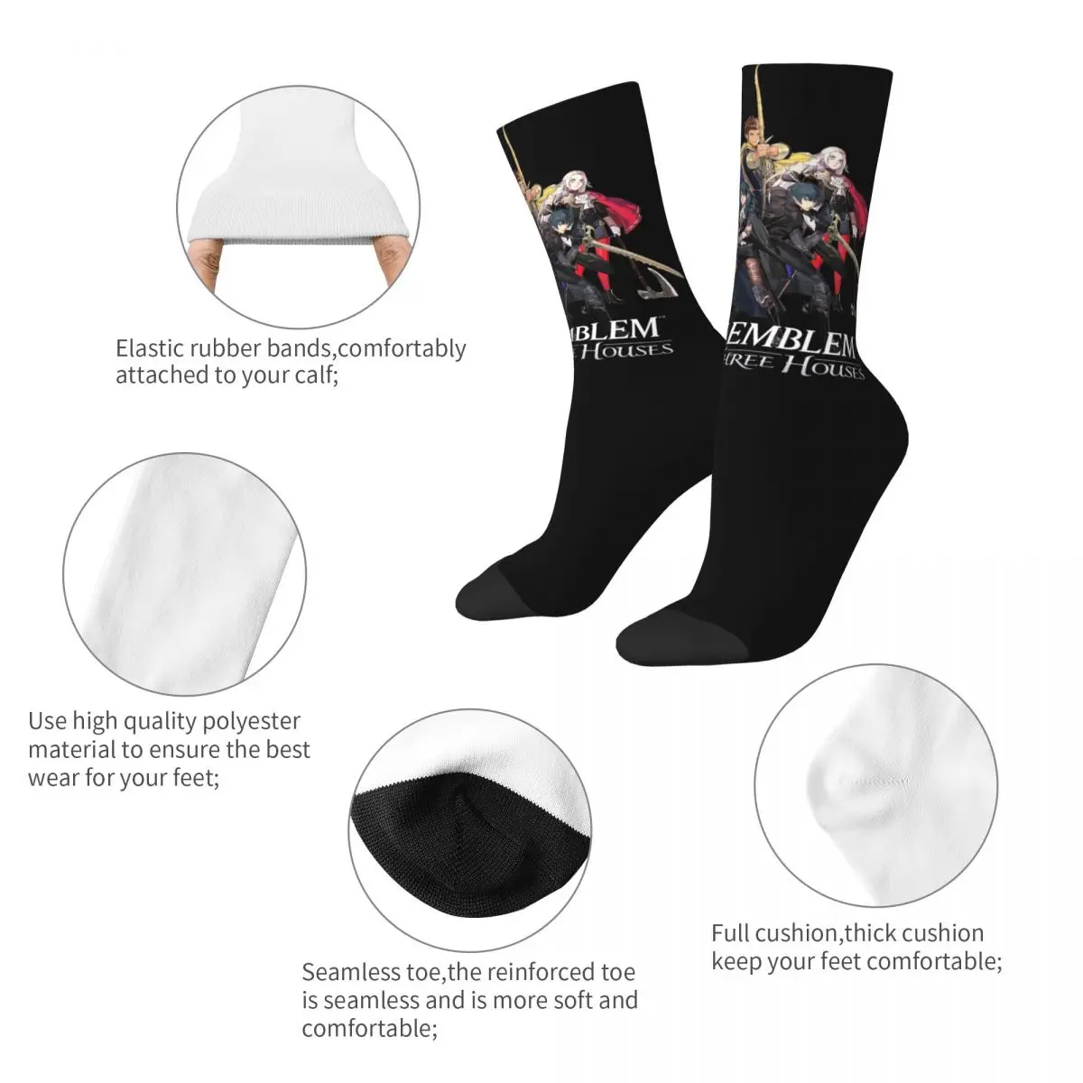 Casual Women Socks Fire Emblem Three Houses Accessories Warm House Leaders and Byleth Graphic Stockings Spring Autumn Winter