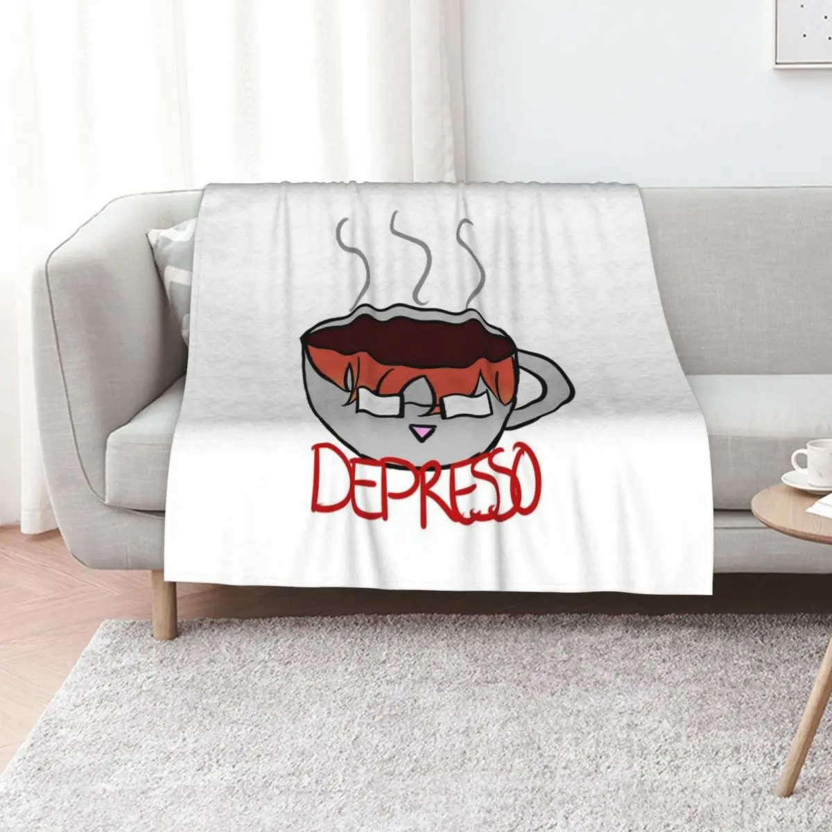 

707 - Depresso Throw Blanket Decoratives Blankets For Bed Cute Plaid Kid'S Blankets