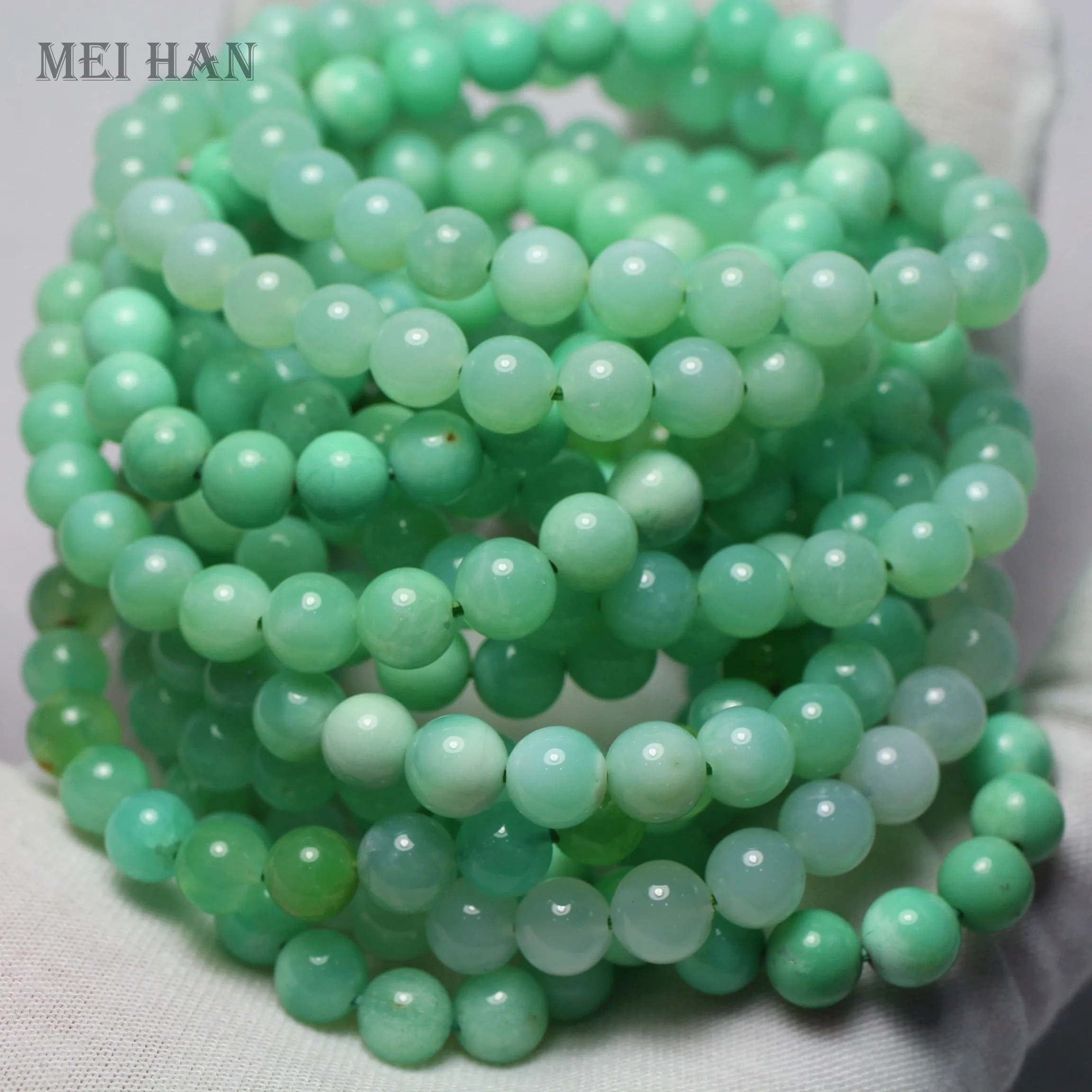 Meihan Natural A+++ Australia Chrysoprase Smooth Round Loose Beads Stone Hot Selling Sroducts For Jewelry Making Design Gift