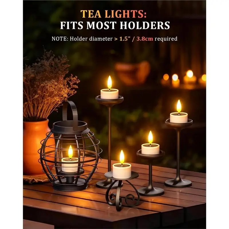 ABKO-Solar Outdoor Lights 1Set/6Pcs, Flameless Flickering Solar Patio Lights, Waterproof Outdoor Night Lights For Home