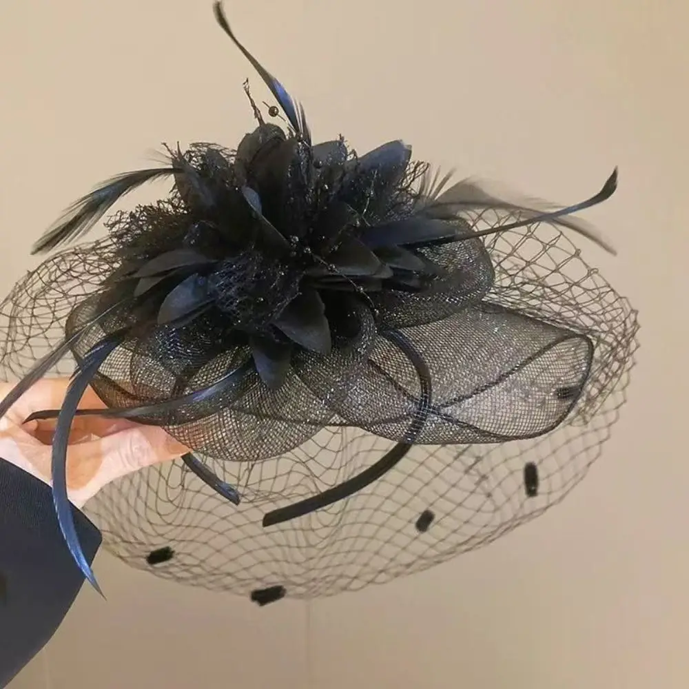 

Fashion Flower Mesh Retro Hairclip Hat Bead Hair Decoration Accessories Women's Top Hats Jewelry Fairy Headwear Wedding