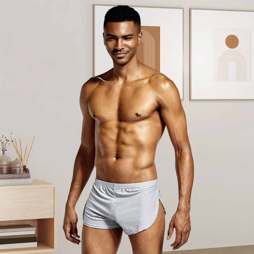 Men Boxer Underwear Low Waist Breathable Smooth Wiring PerfectFit Shorts Panties Solid Color Loose Fit Home Male Underwear